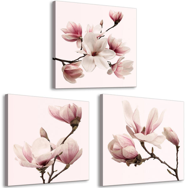 Canvas Tavla - Magnolia Obsession (3 delar)-Tavla Canvas-Artgeist-120x40-peaceofhome.se