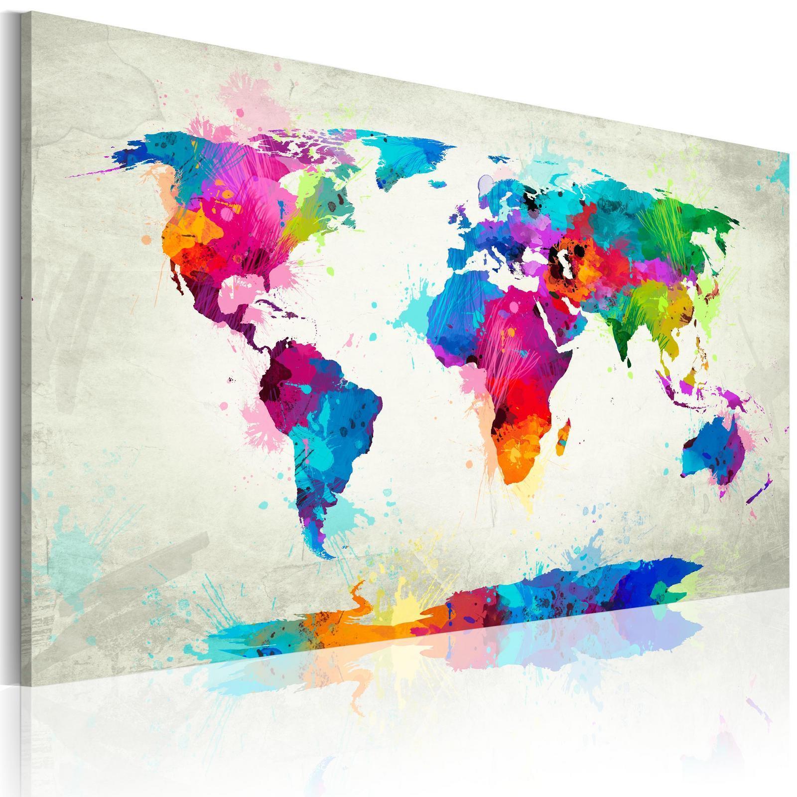 Canvas Tavla - Map of the world - an explosion of colors-Tavlor-Artgeist-peaceofhome.se