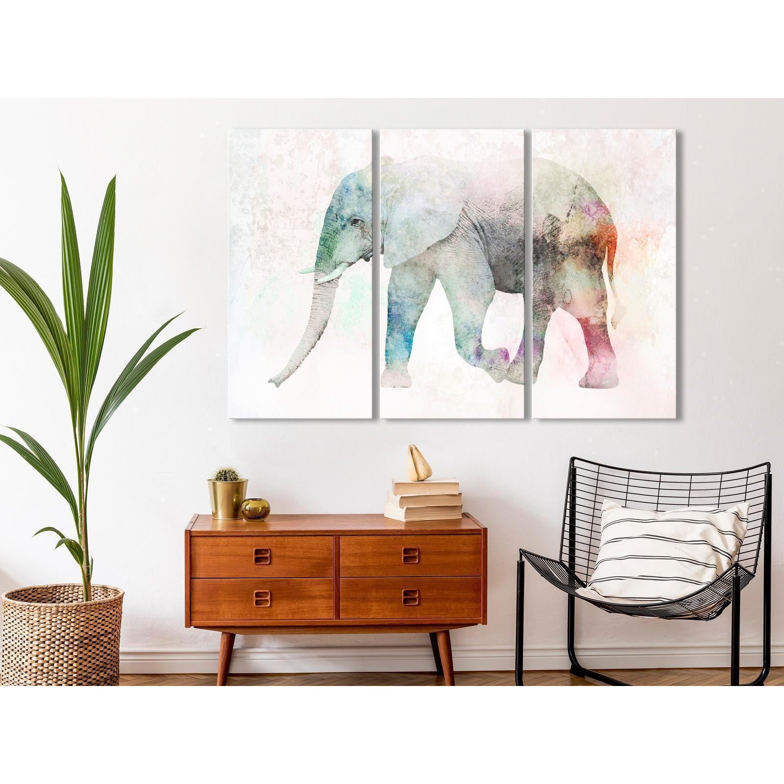 Canvas Tavla - Painted Elephant (3 delar)-Tavlor-Artgeist-peaceofhome.se