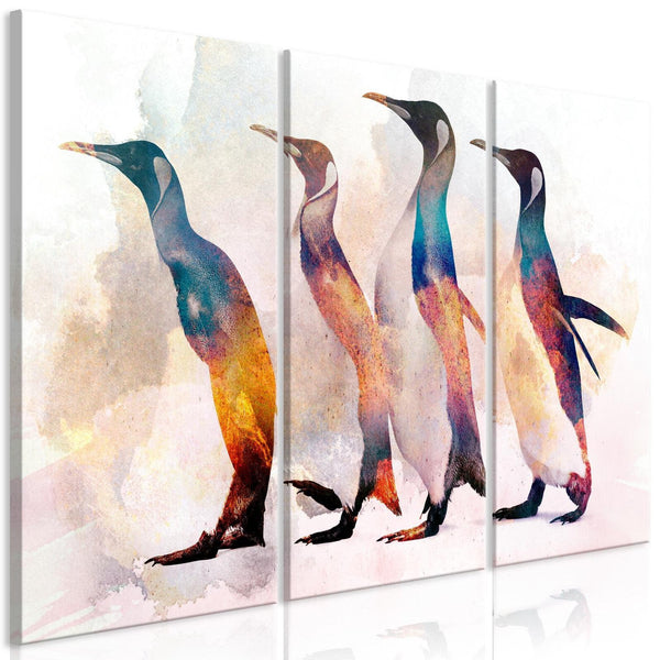 Canvas Tavla - Penguin Wandering (3 delar)-Tavla Canvas-Artgeist-peaceofhome.se