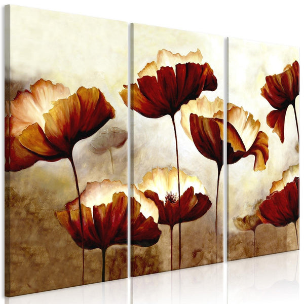 Canvas Tavla - Shining Poppies (3 delar)-Tavla Canvas-Artgeist-peaceofhome.se