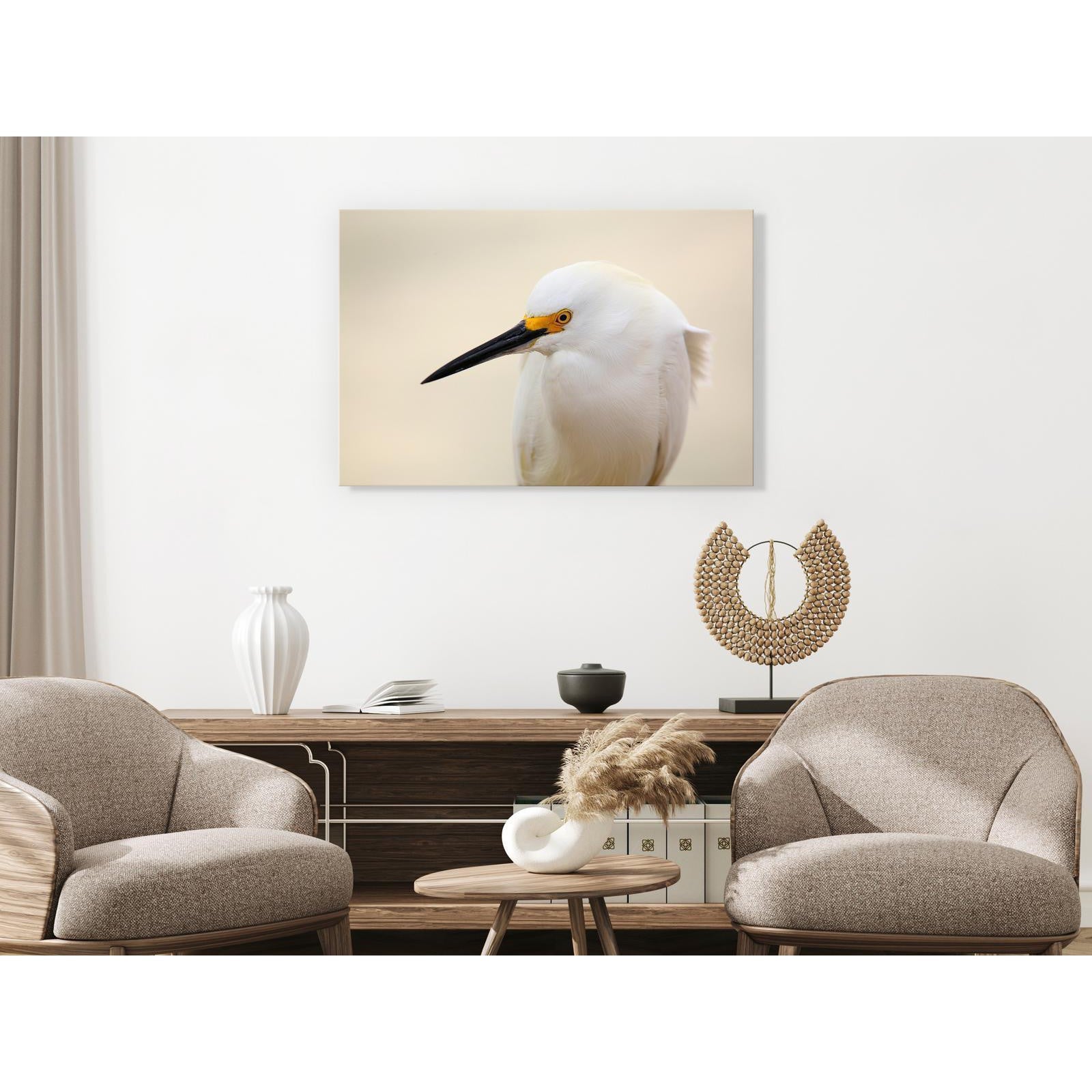 Canvas Tavla - Snowy Egret Wide-Tavlor-Artgeist-peaceofhome.se