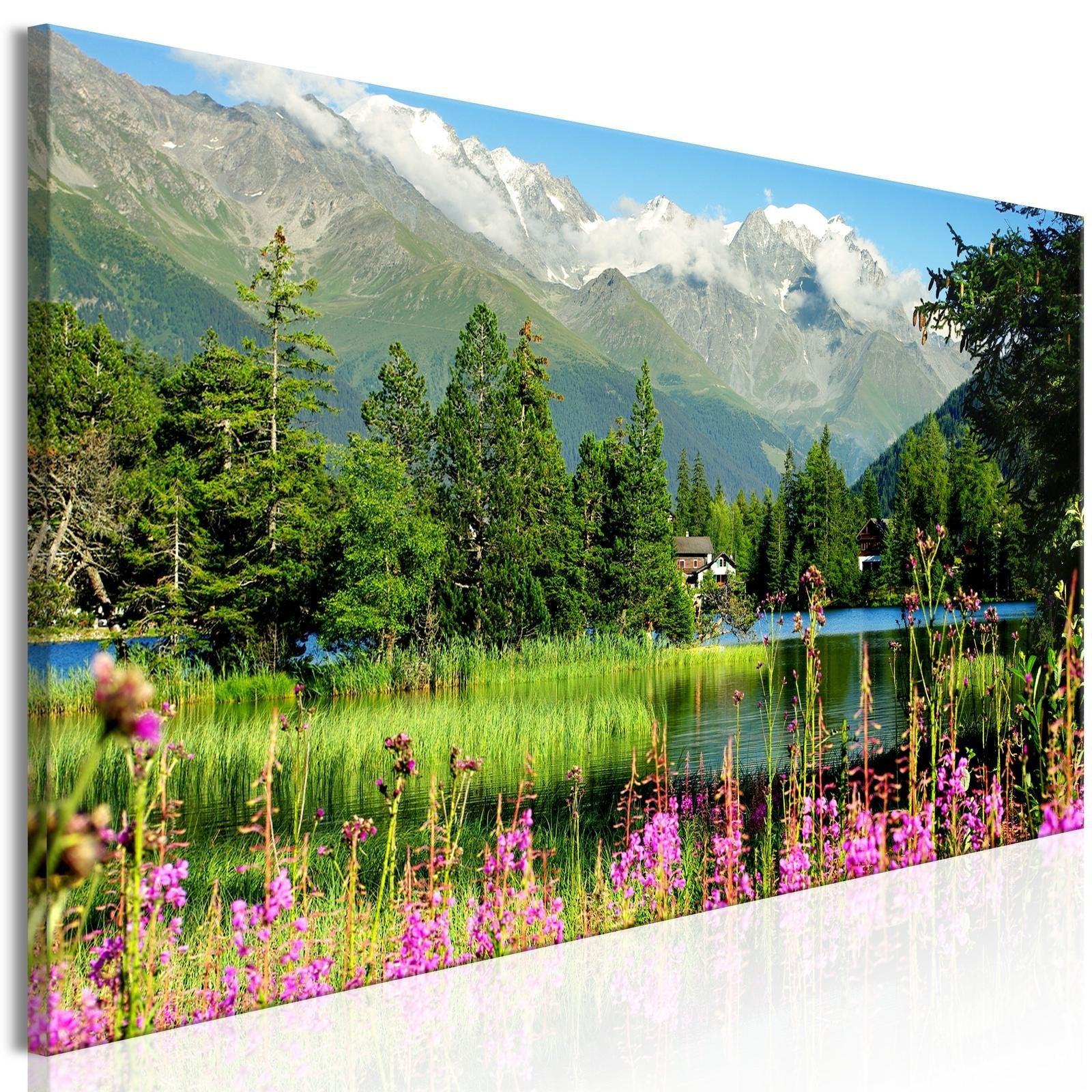 Canvas Tavla - Spring in the Alps Narrow-Tavla Canvas-Artgeist-peaceofhome.se