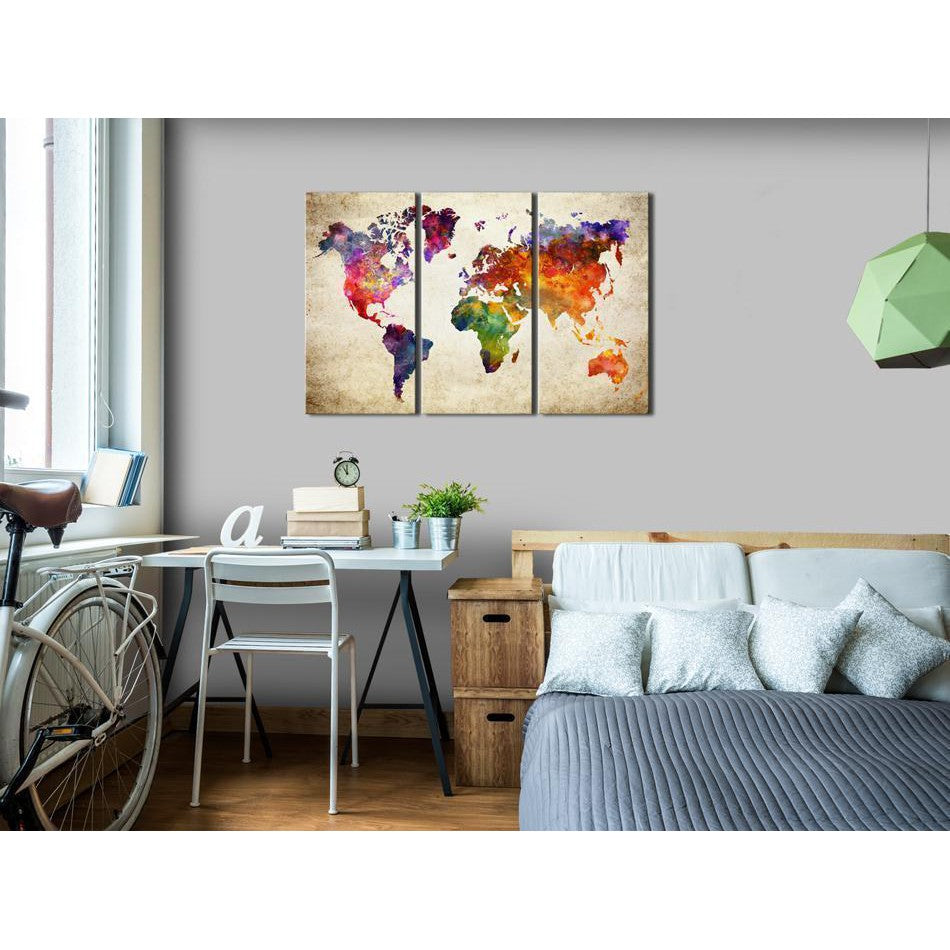 Canvas Tavla - The World's Map in Watercolor-Tavlor-Artgeist-peaceofhome.se