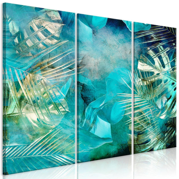 Canvas Tavla - Turquoise and Gold (3 delar)-Tavla Canvas-Artgeist-90x60-peaceofhome.se