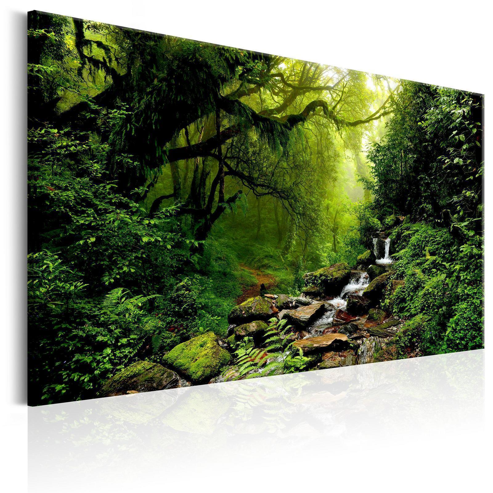 Canvas Tavla - Waterfall in the Forest-Tavlor-Artgeist-peaceofhome.se