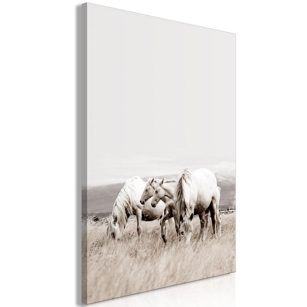 Canvas Tavla - White Horses Vertical-Tavla Canvas-Artgeist-peaceofhome.se