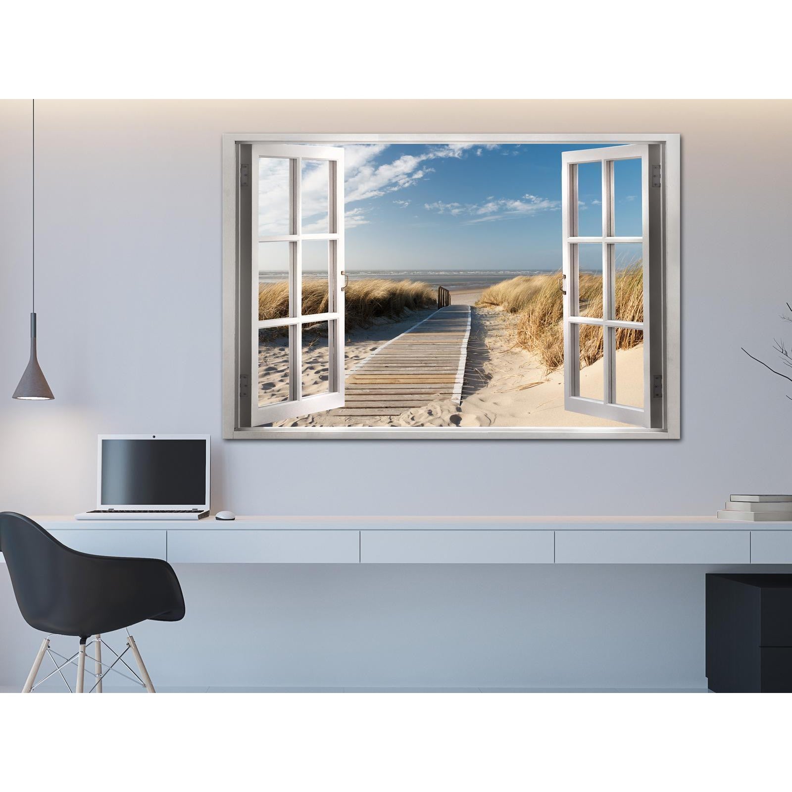 Canvas Tavla - Window: View of the Beach-Tavlor-Artgeist-peaceofhome.se
