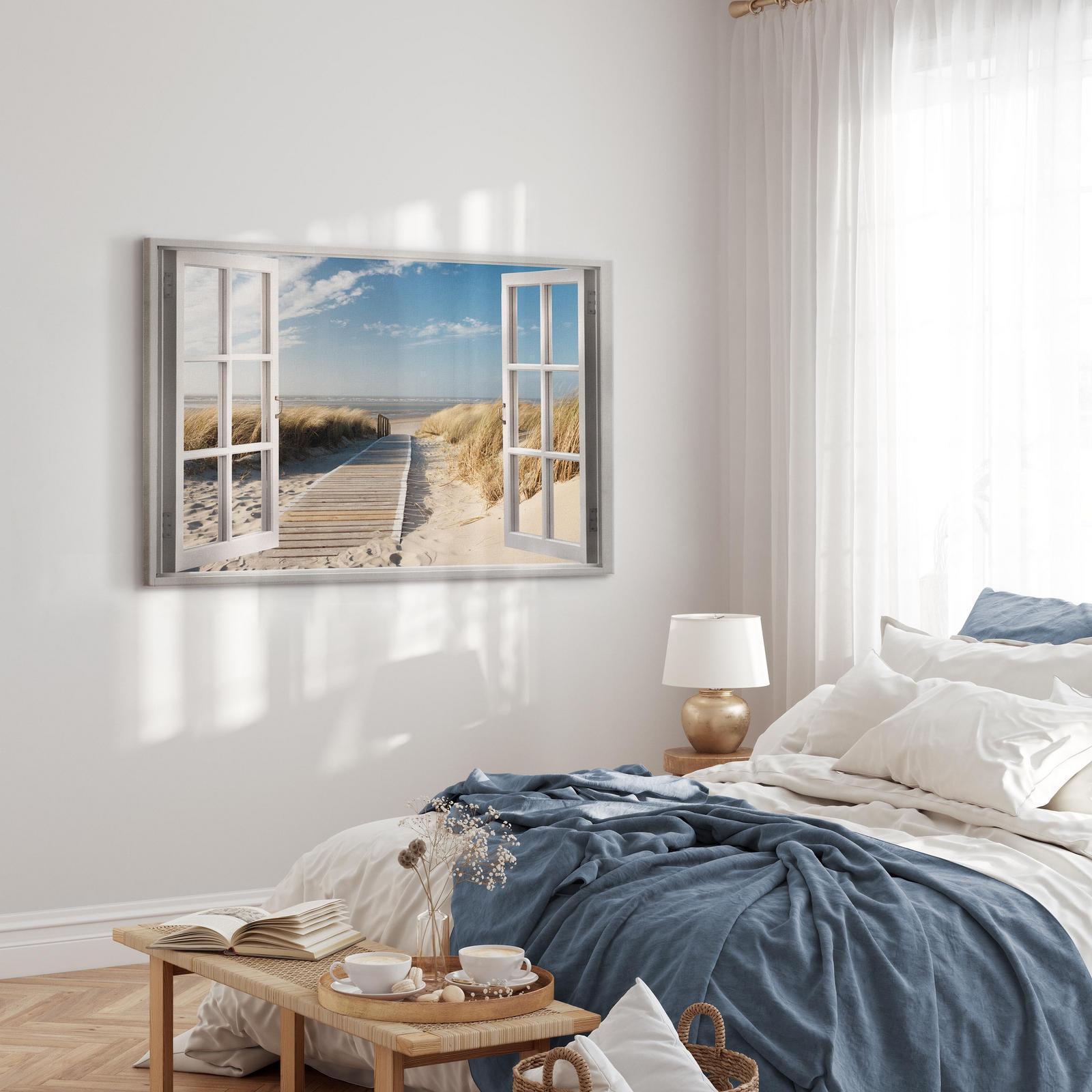 Canvas Tavla - Window: View of the Beach-Tavlor-Artgeist-peaceofhome.se
