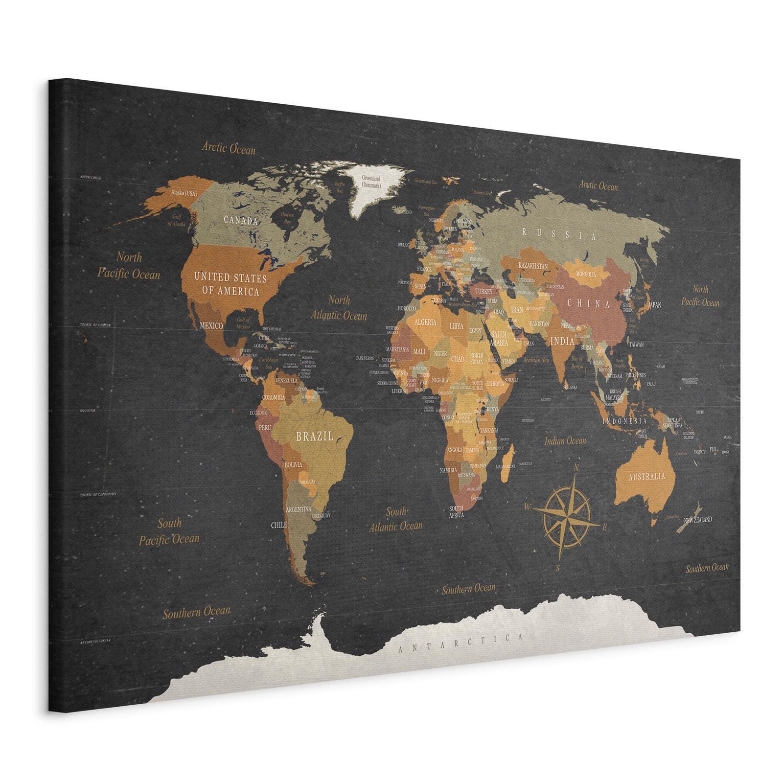 Canvas Tavla - World Map: Secrets of the Earth-Tavlor-Artgeist-peaceofhome.se