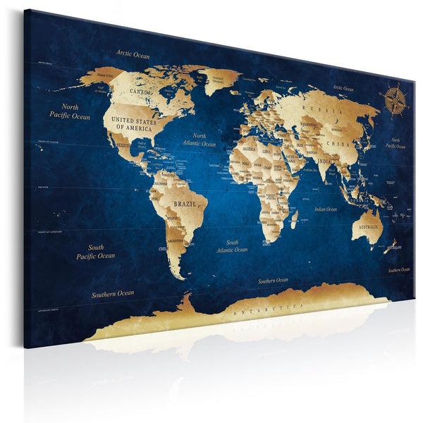 Canvas Tavla - World Map: The Dark Blue Depths-Tavlor-Artgeist-peaceofhome.se