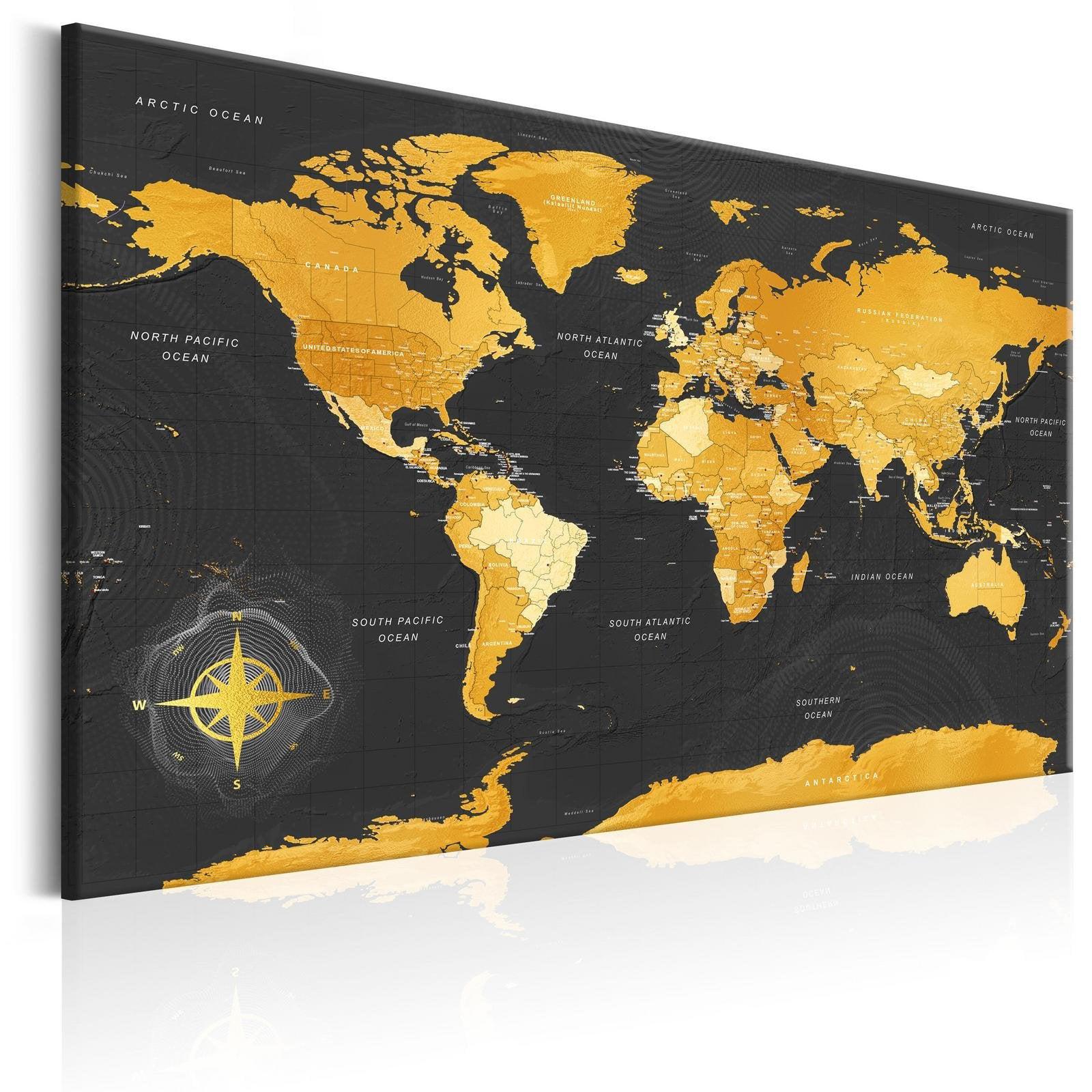 Canvas Tavla - World Maps: Golden World-Tavla Canvas-Artgeist-peaceofhome.se