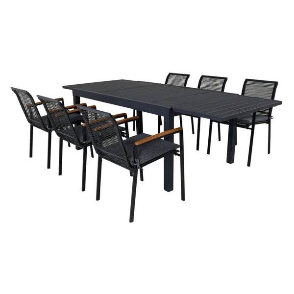 DALLAS MARBELLA Matbord 160/240x100 cm + 6 stolar | Utemöbler-Matgrupp Utomhus-Venture Home-peaceofhome.se