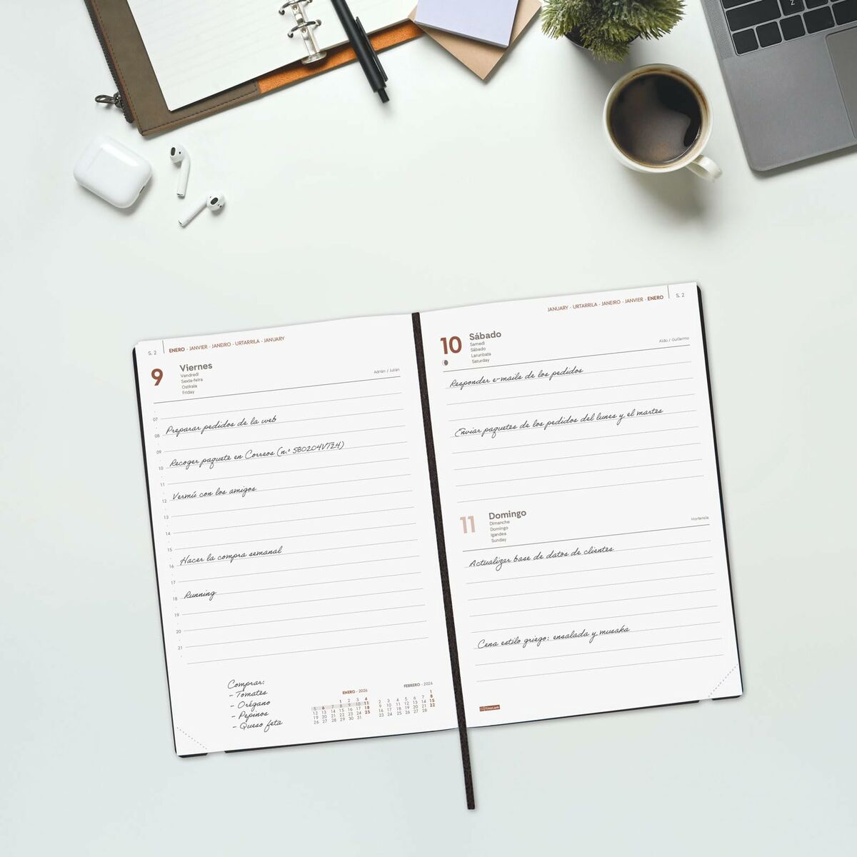 Dagbok Finocam Blå A5 14 x 20,4 cm-Kontor och Kontorsmaterial, Kalendrar, dagböcker och personliga arrangörer-Finocam-peaceofhome.se