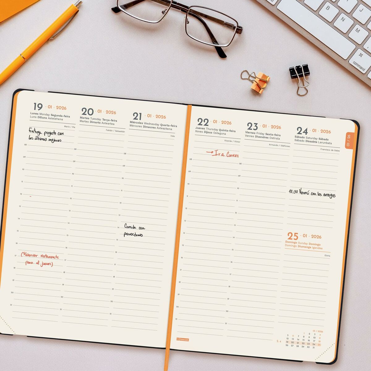 Dagbok Finocam FLEXI Blå A5 14,8 x 21 cm 2026-Kontor och Kontorsmaterial, Kalendrar, dagböcker och personliga arrangörer-Finocam-peaceofhome.se