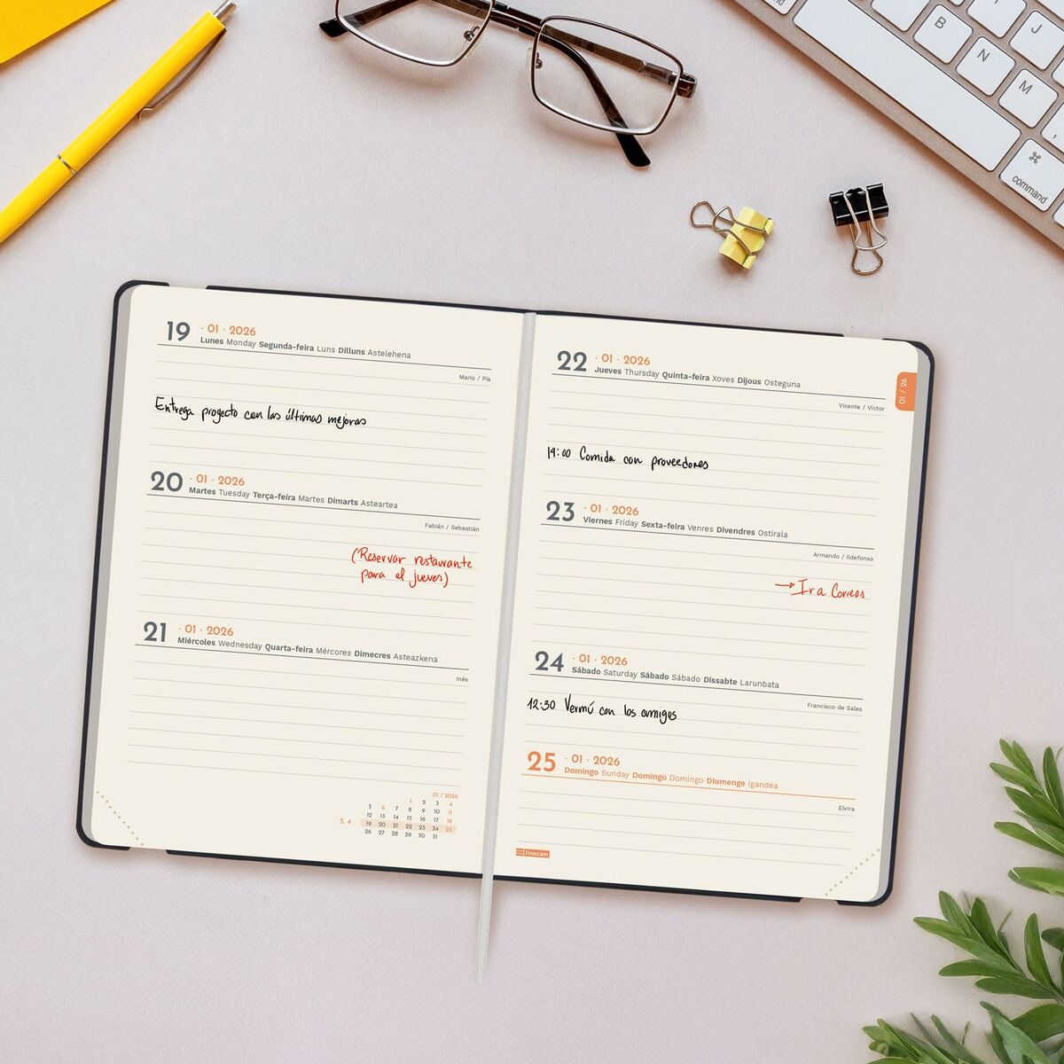 Dagbok Finocam FLEXI Svart 11,8 x 16,8 cm 2026-Kontor och Kontorsmaterial, Kalendrar, dagböcker och personliga arrangörer-Finocam-peaceofhome.se