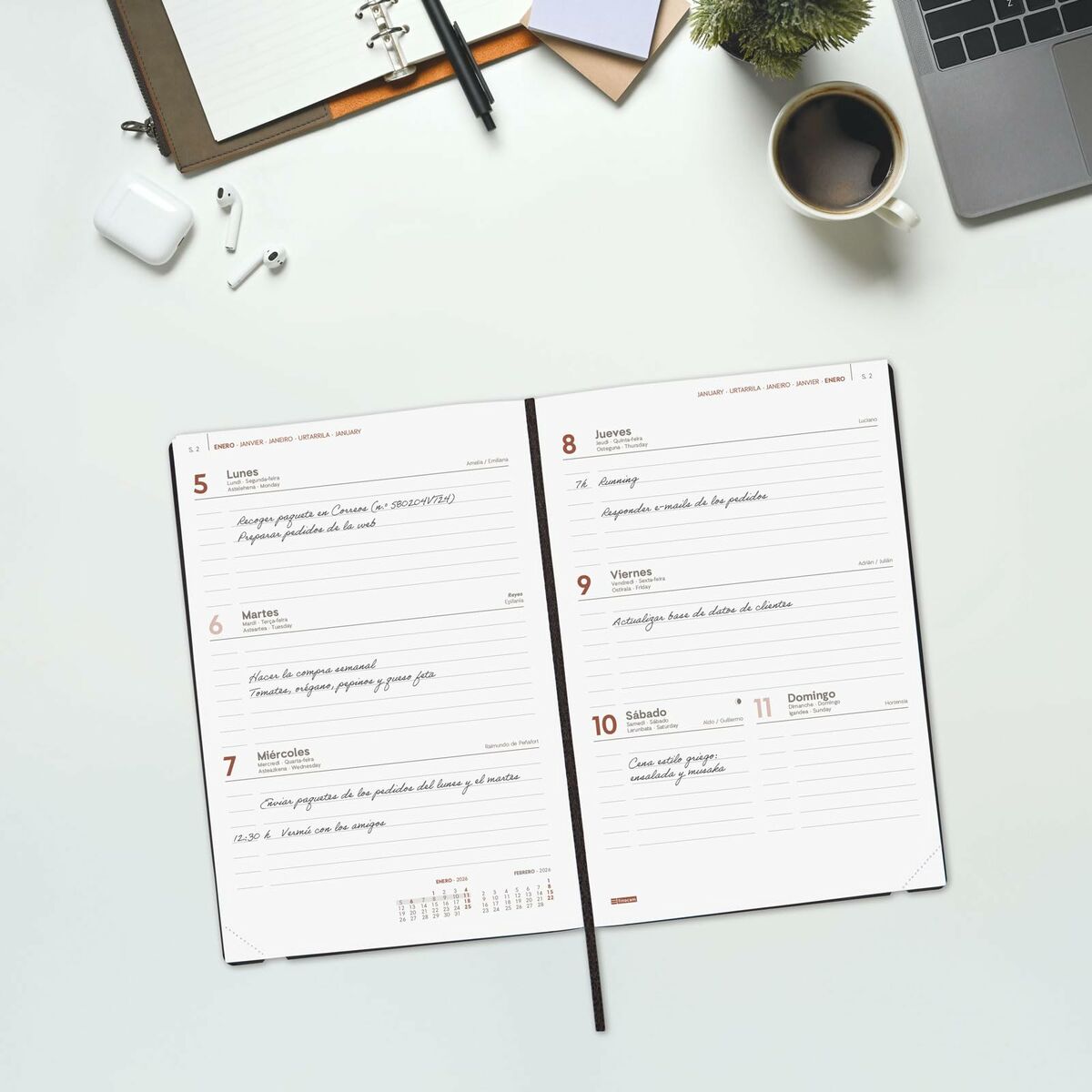 Dagbok Finocam Grön A5 14 x 20,4 cm-Kontor och Kontorsmaterial, Kalendrar, dagböcker och personliga arrangörer-Finocam-peaceofhome.se