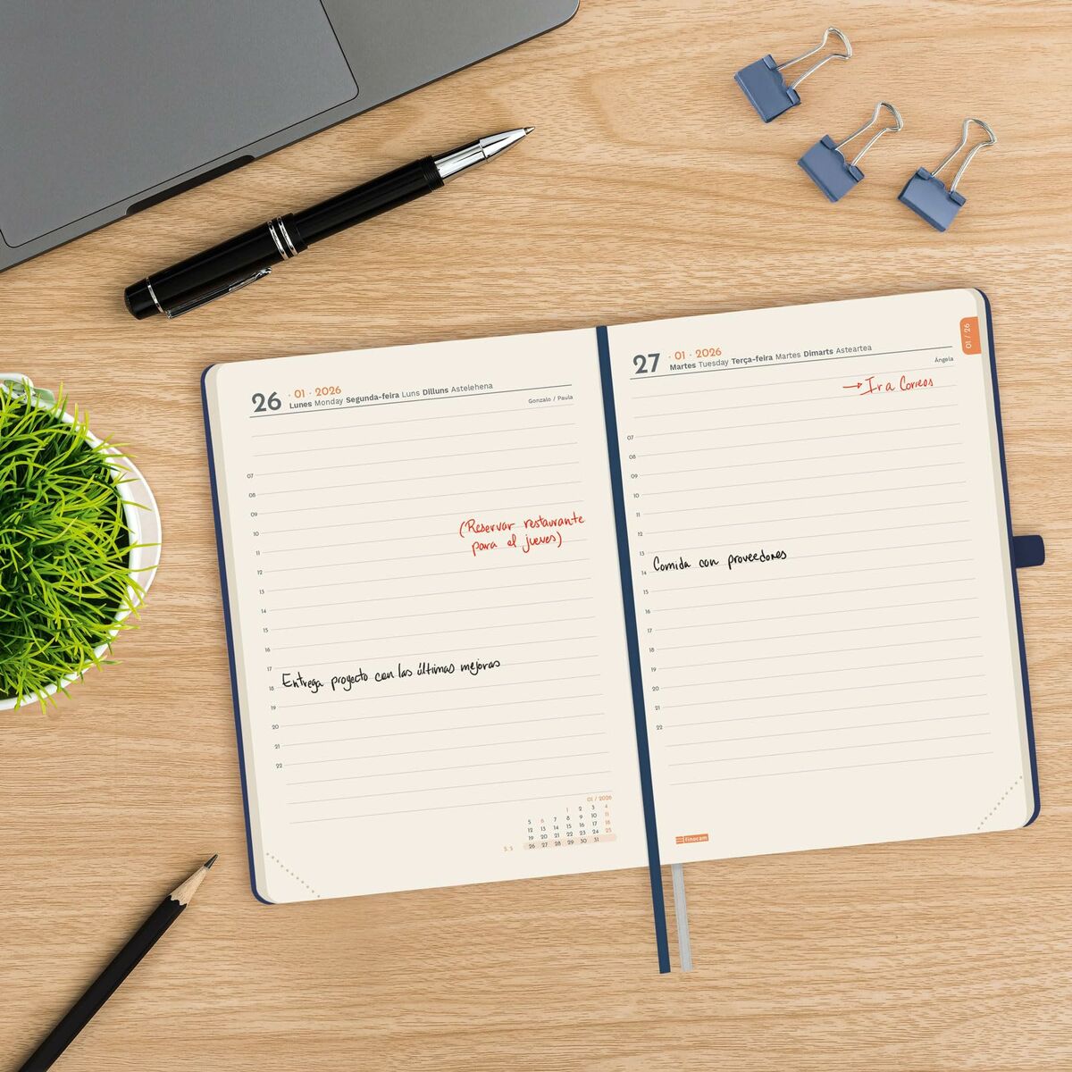 Dagbok Finocam MÍNIMAL TEXTURA Blå 11,8 x 16,8 cm 2026-Kontor och Kontorsmaterial, Kalendrar, dagböcker och personliga arrangörer-Finocam-peaceofhome.se