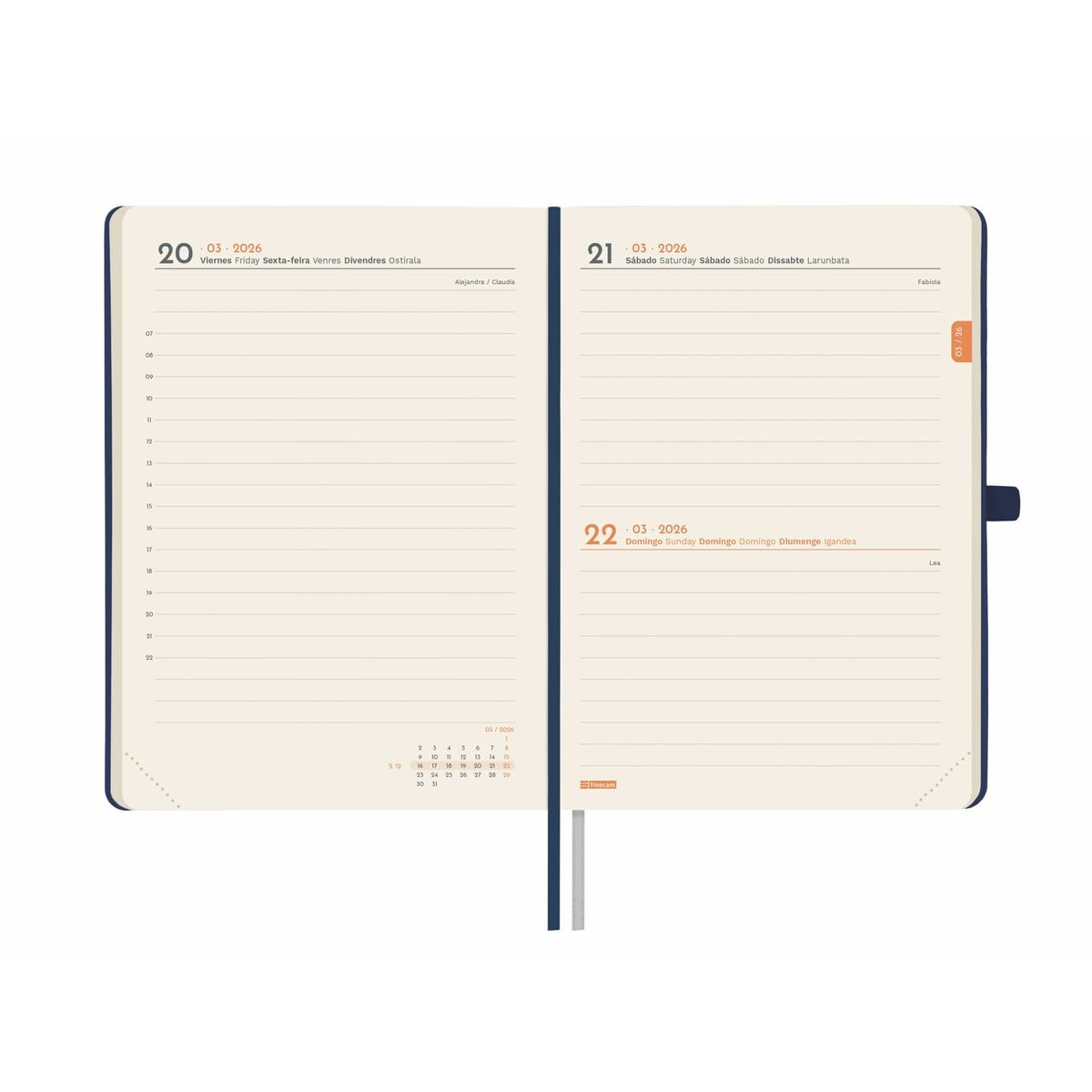 Dagbok Finocam MÍNIMAL TEXTURA Blå 11,8 x 16,8 cm 2026-Kontor och Kontorsmaterial, Kalendrar, dagböcker och personliga arrangörer-Finocam-peaceofhome.se