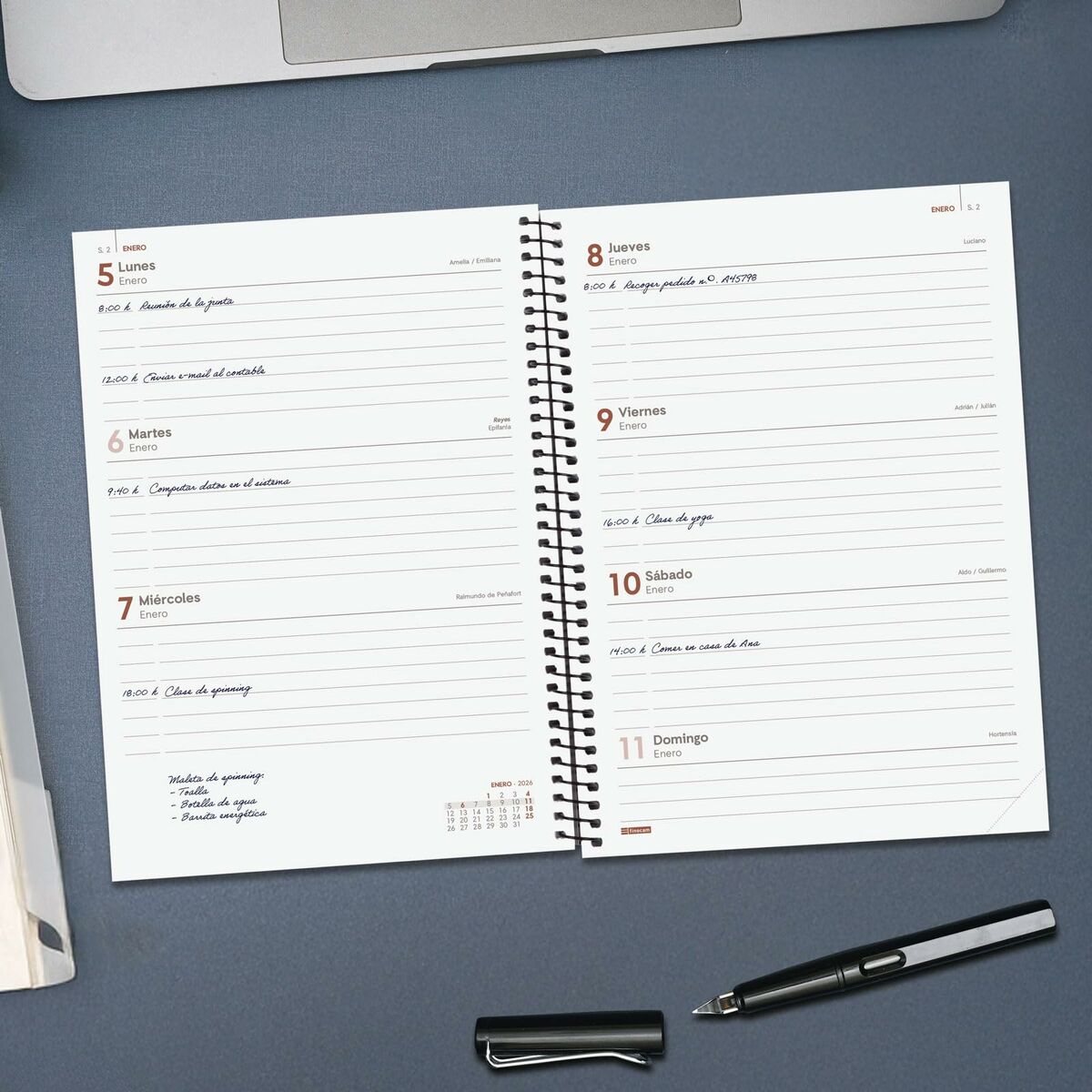 Dagbok Finocam OPAQUE Blå A5 15,5 x 21,2 cm 2026-Kontor och Kontorsmaterial, Kalendrar, dagböcker och personliga arrangörer-Finocam-peaceofhome.se