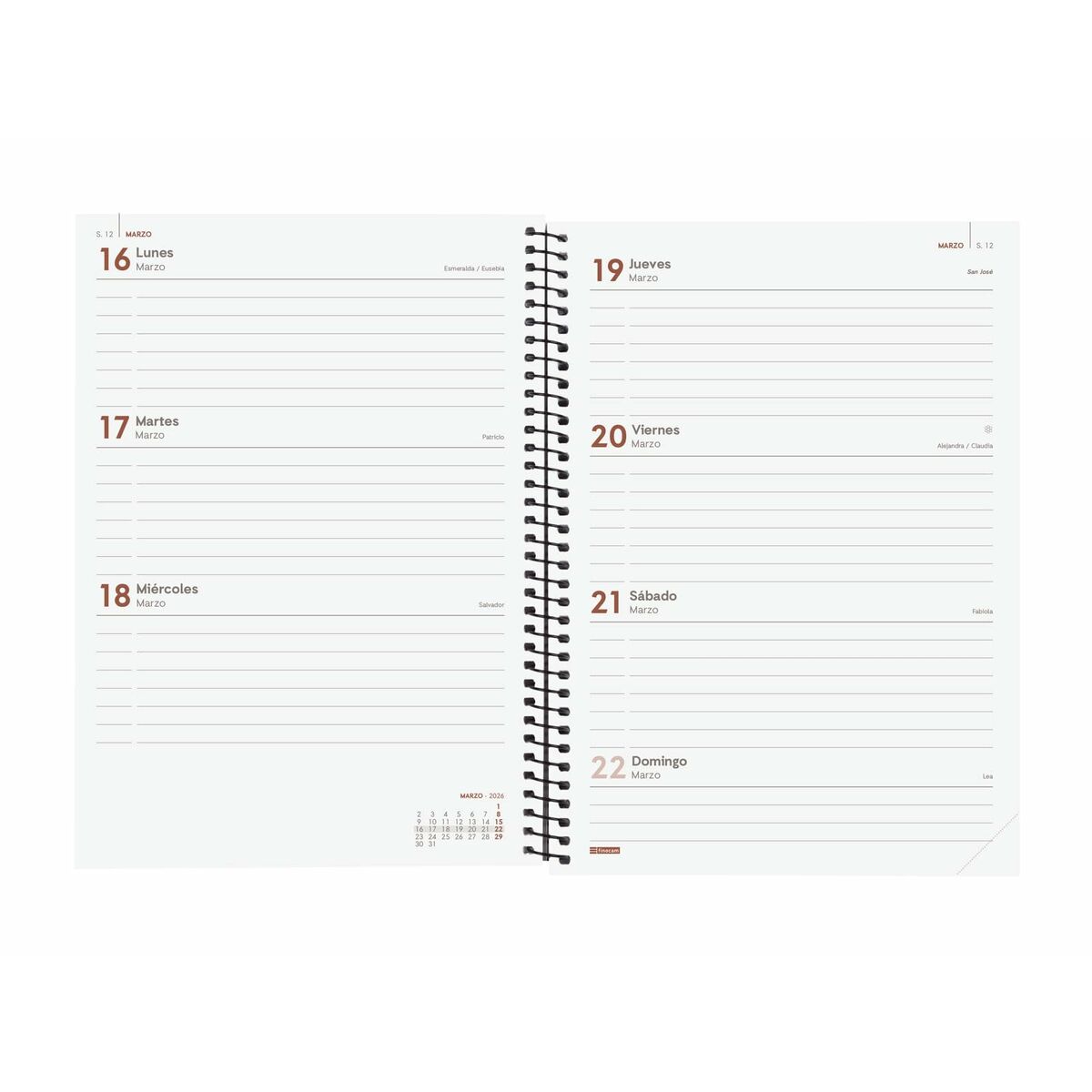 Dagbok Finocam OPAQUE Blå A5 15,5 x 21,2 cm 2026-Kontor och Kontorsmaterial, Kalendrar, dagböcker och personliga arrangörer-Finocam-peaceofhome.se