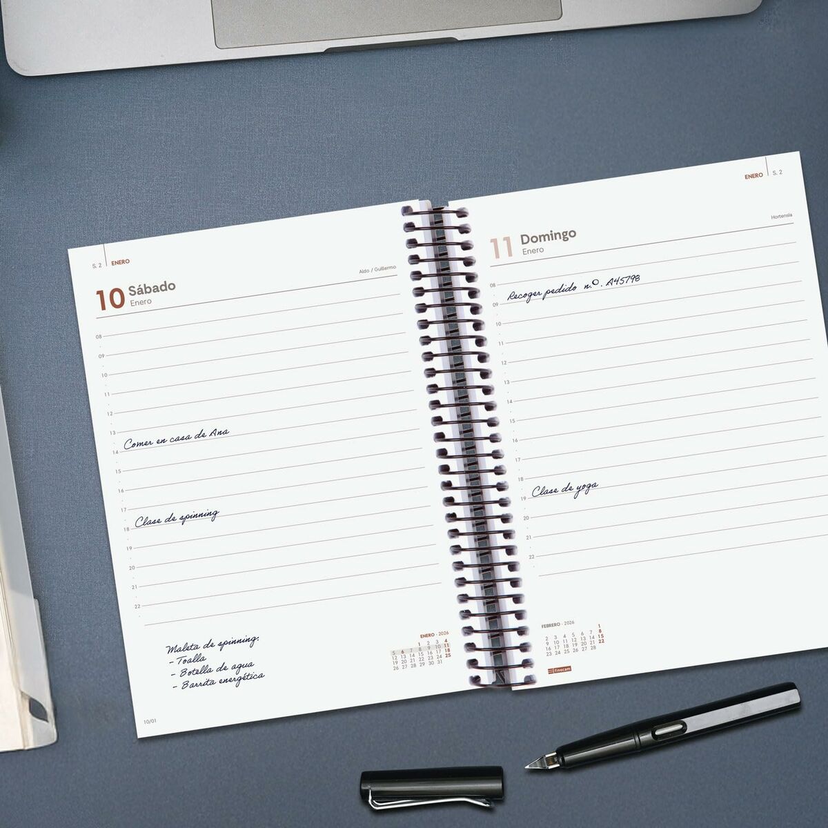 Dagbok Finocam OPAQUE Grön A5 15,5 x 21,2 cm 2026-Kontor och Kontorsmaterial, Kalendrar, dagböcker och personliga arrangörer-Finocam-peaceofhome.se