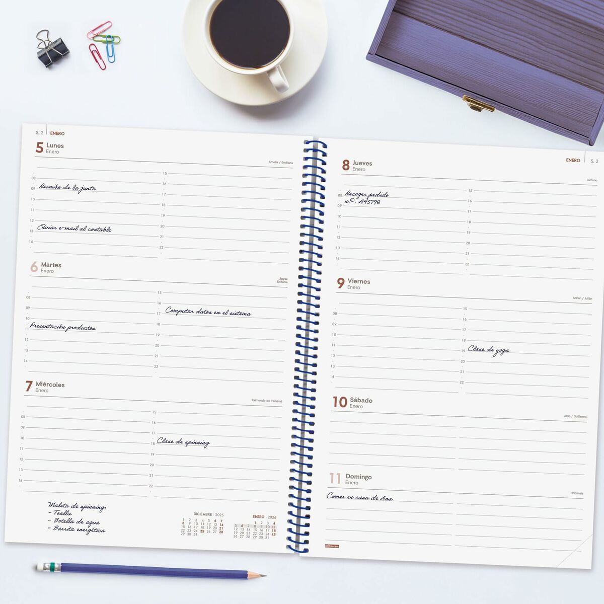 Dagbok Finocam YEAR Blå A4 21 x 29,7 cm 2026-Kontor och Kontorsmaterial, Kalendrar, dagböcker och personliga arrangörer-Finocam-peaceofhome.se