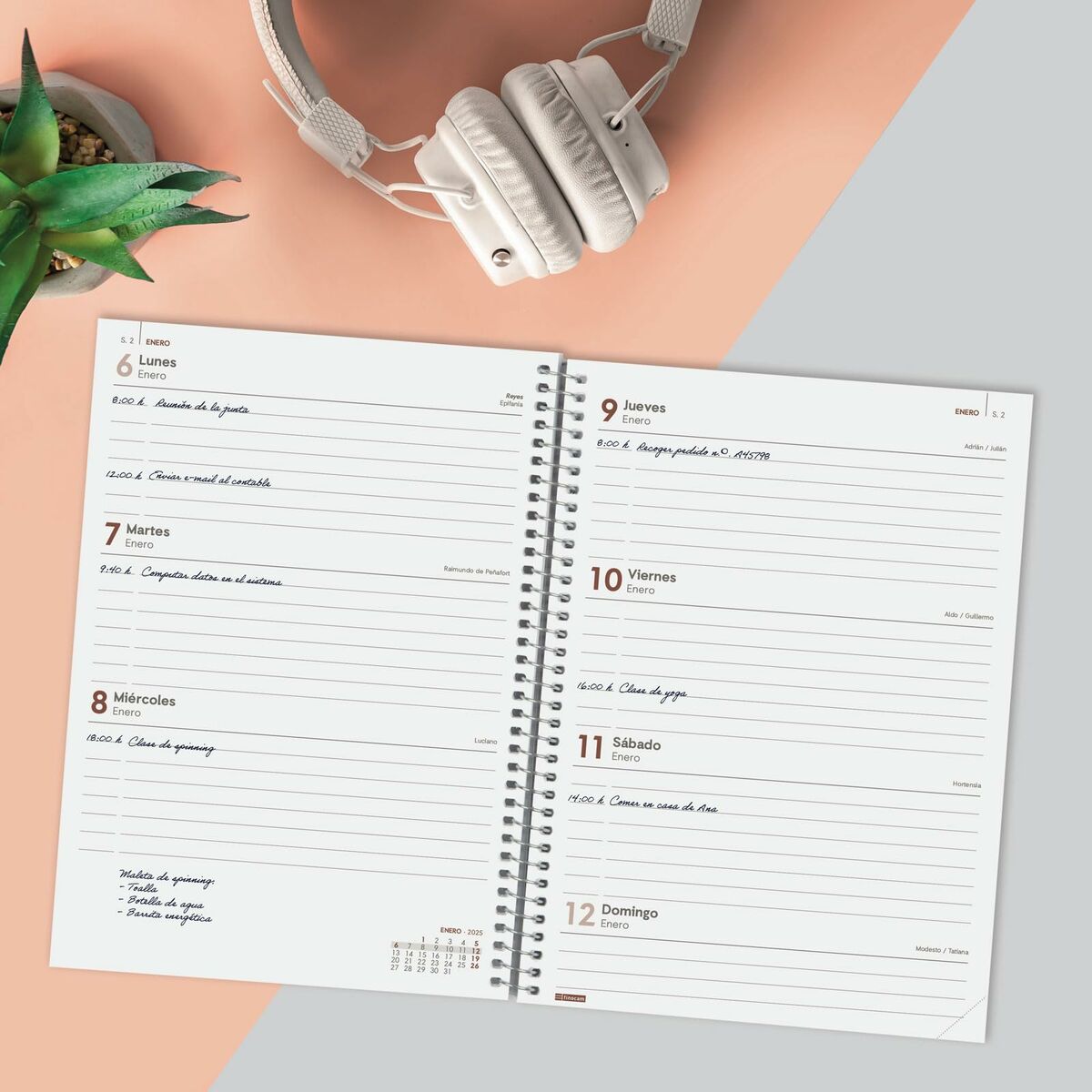 Dagbok Finocam YEAR Röd A5 15,5 x 21,2 cm 2025-Kontor och Kontorsmaterial, Kalendrar, dagböcker och personliga arrangörer-Finocam-peaceofhome.se
