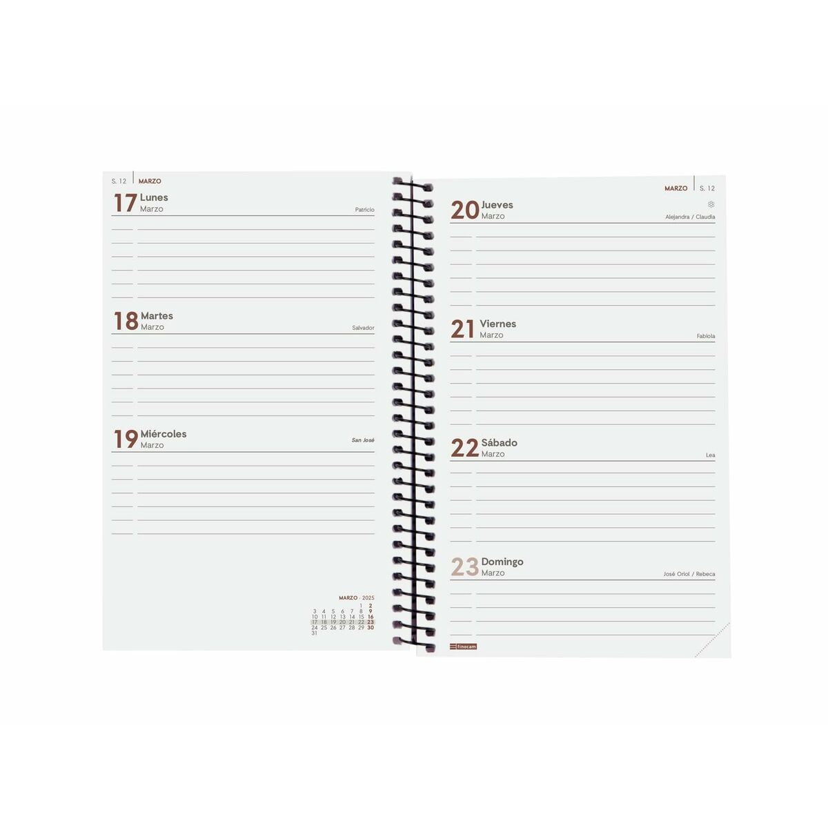 Dagbok Finocam YEAR Svart 11,7 x 18,1 cm 2025-Kontor och Kontorsmaterial, Kalendrar, dagböcker och personliga arrangörer-Finocam-peaceofhome.se