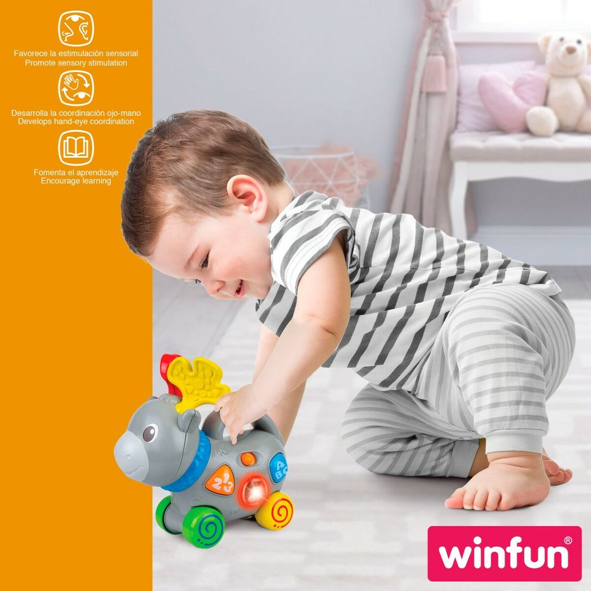 Dragleksak Winfun Älg 17 x 17 x 7,5 cm (6 antal)-Bebis, Leksaker för småbarn-Winfun-peaceofhome.se