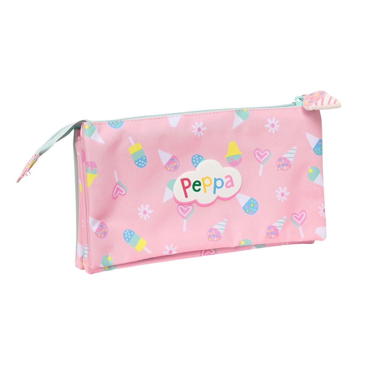 Dubbel bär-allt Peppa Pig Ice cream Rosa Mint 22 x 12 x 3 cm-Kontor och Kontorsmaterial, Skol- och utbildningsmaterial-Peppa Pig-peaceofhome.se