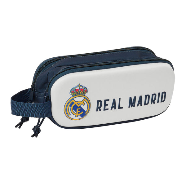 Dubbel bär-allt Real Madrid C.F. Vit Marinblå 21 x 8 x 6 cm-Kontor och Kontorsmaterial, Skol- och utbildningsmaterial-Real Madrid C.F.-peaceofhome.se