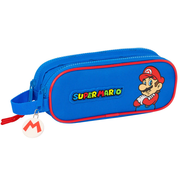 Dubbel bär-allt Super Mario Play Blå Röd 21 x 8 x 6 cm-Kontor och Kontorsmaterial, Skol- och utbildningsmaterial-Super Mario-peaceofhome.se