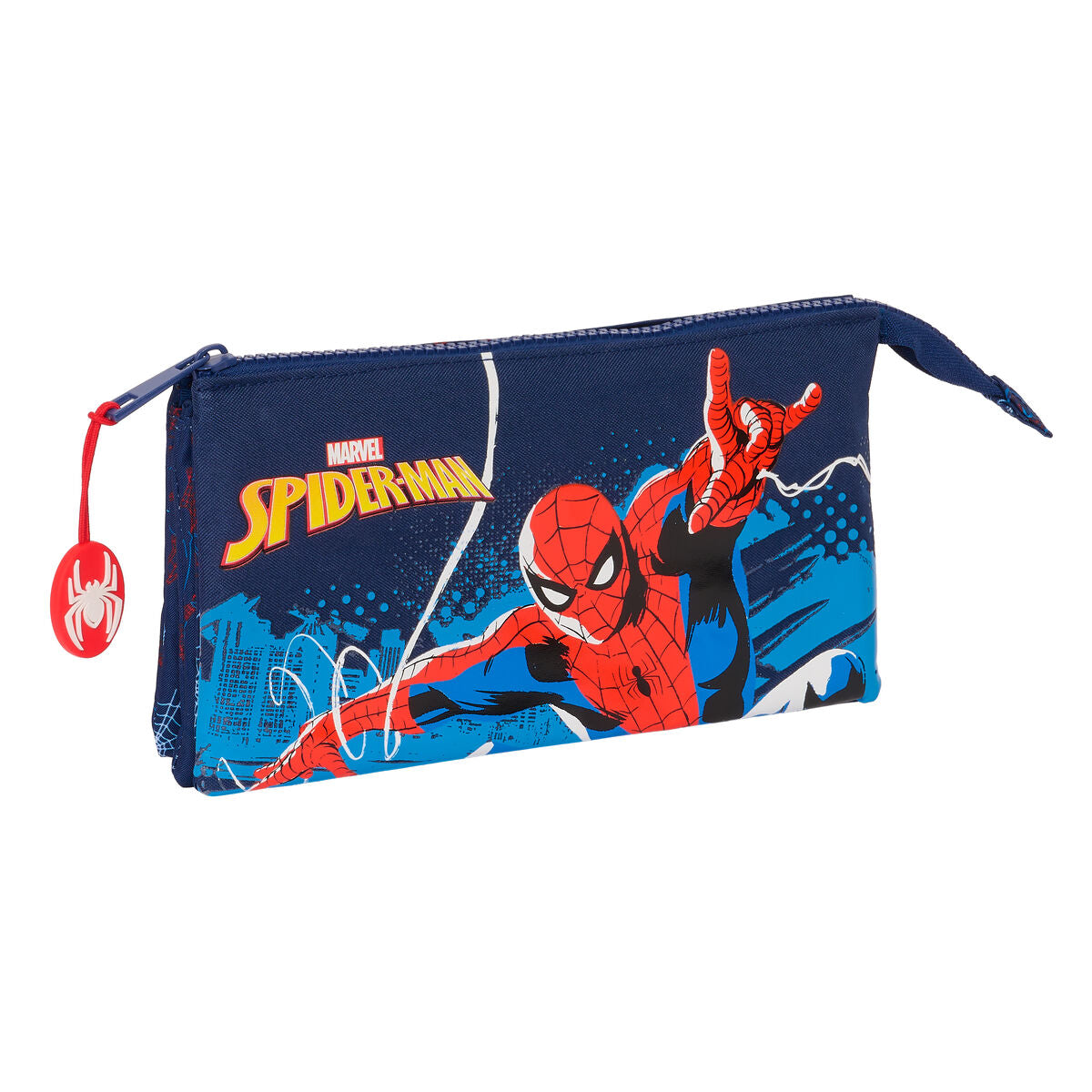 Dubbel bär-allt Spider-Man Neon Marinblå 22 x 12 x 3 cm-Kontor och Kontorsmaterial, Skol- och utbildningsmaterial-Spider-Man-peaceofhome.se
