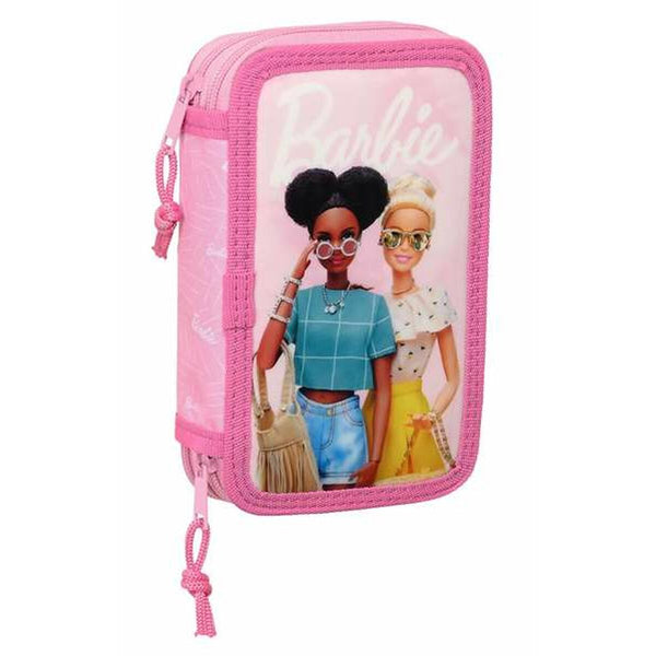 Dubbelt pennfodral Barbie Girl Rosa 12,5 x 19,5 x 4 cm-Kontor och Kontorsmaterial, Skol- och utbildningsmaterial-Barbie-peaceofhome.se