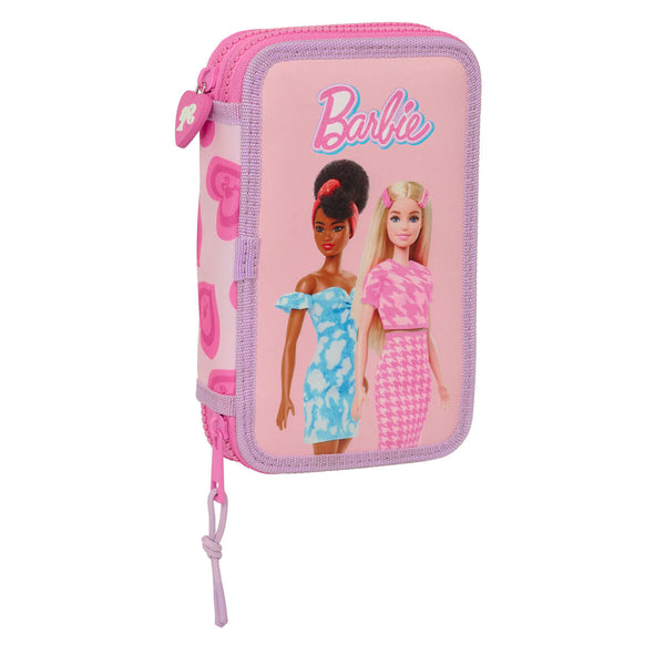 Dubbelt pennfodral Barbie Love Rosa 12.5 x 19.5 x 4 cm 28 Delar-Kontor och Kontorsmaterial, Skol- och utbildningsmaterial-Barbie-peaceofhome.se