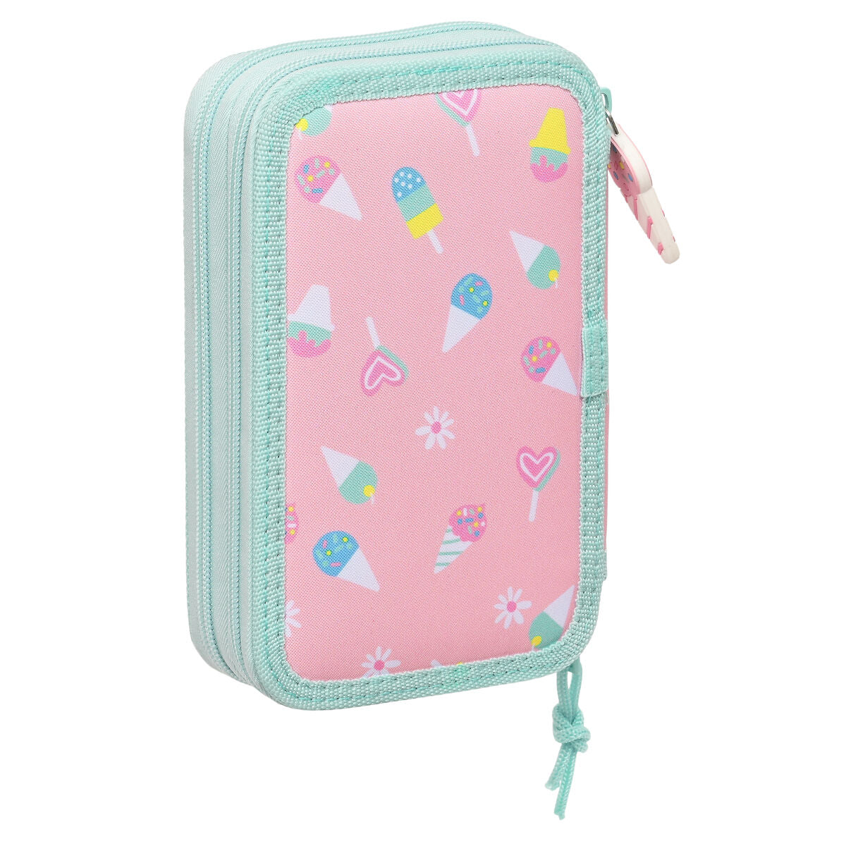 Dubbelt pennfodral Peppa Pig Ice cream Rosa Mint 12.5 x 19.5 x 4 cm (28 Delar)-Kontor och Kontorsmaterial, Skol- och utbildningsmaterial-Peppa Pig-peaceofhome.se