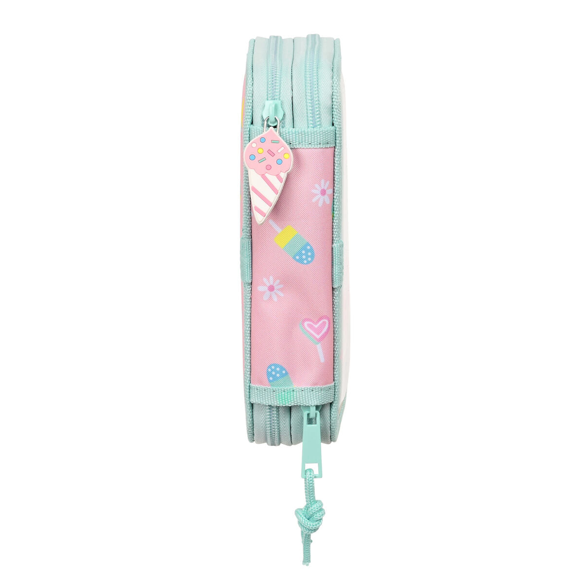 Dubbelt pennfodral Peppa Pig Ice cream Rosa Mint 12.5 x 19.5 x 4 cm (28 Delar)-Kontor och Kontorsmaterial, Skol- och utbildningsmaterial-Peppa Pig-peaceofhome.se