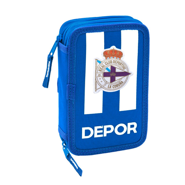 Dubbelt pennfodral R. C. Deportivo de La Coruña Blå Vit 12.5 x 19.5 x 4 cm-Kontor och Kontorsmaterial, Skol- och utbildningsmaterial-R. C. Deportivo de La Coruña-peaceofhome.se