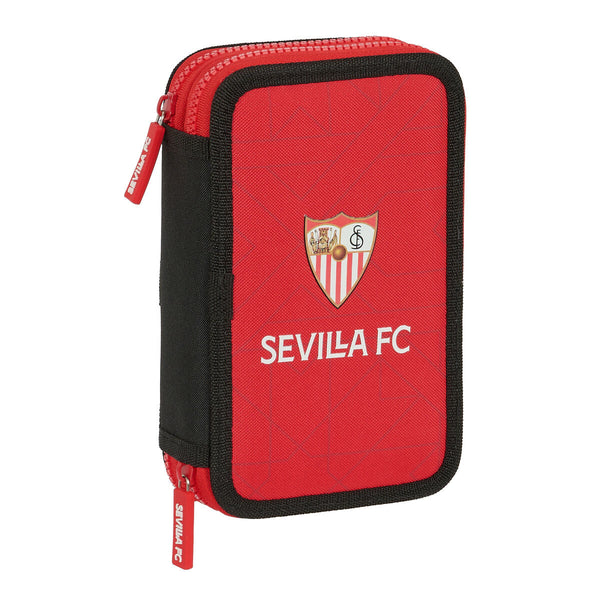 Dubbelt pennfodral Sevilla Fútbol Club Svart Röd 12.5 x 19.5 x 4 cm (28 Delar)-Kontor och Kontorsmaterial, Skol- och utbildningsmaterial-Sevilla Fútbol Club-peaceofhome.se