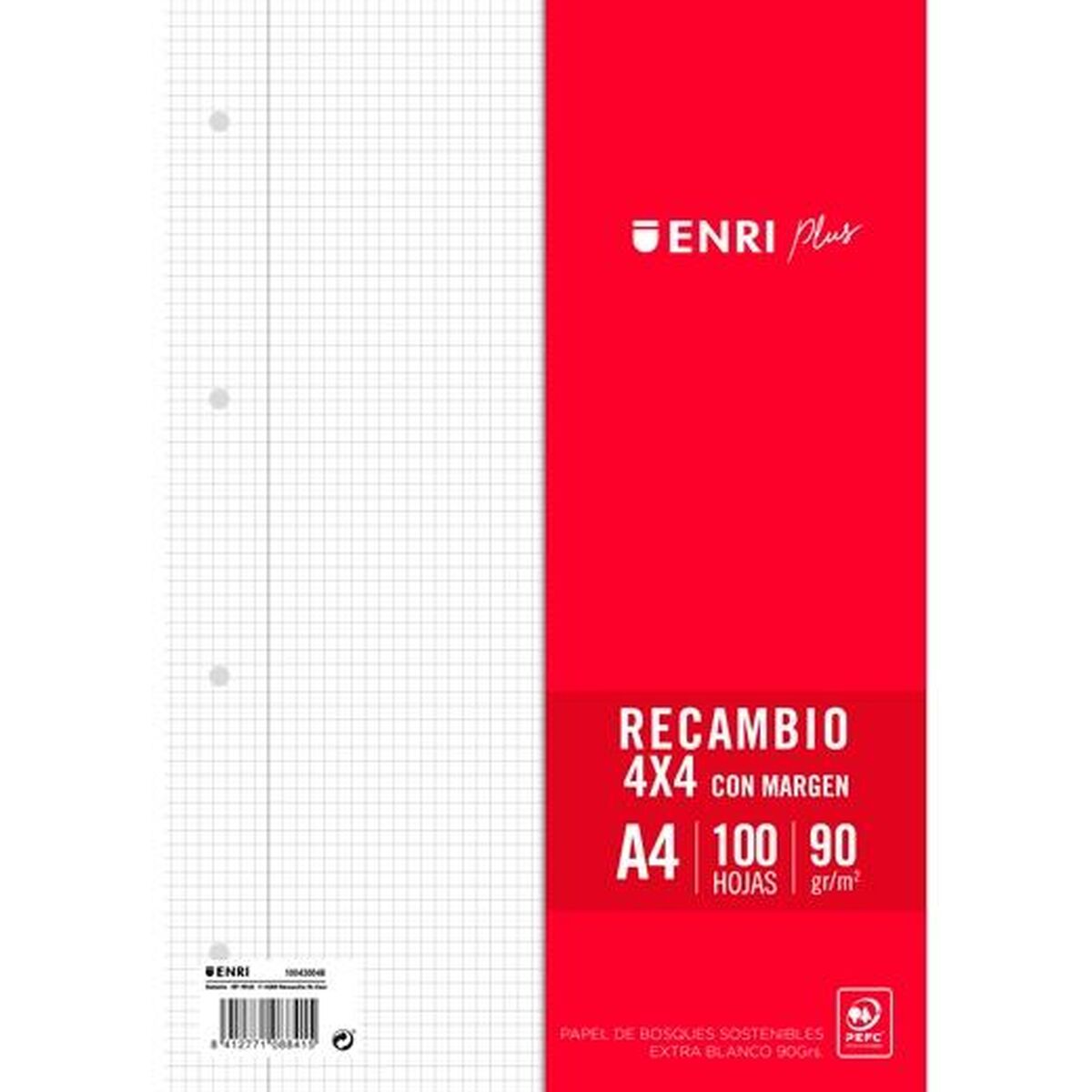 Ersättningsark ENRI Vit A4 100 Blad (24 antal)-Kontor och Kontorsmaterial, Skol- och utbildningsmaterial-ENRI-peaceofhome.se