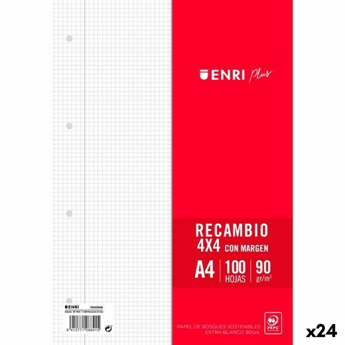 Ersättningsark ENRI Vit A4 100 Blad (24 antal)-Kontor och Kontorsmaterial, Skol- och utbildningsmaterial-ENRI-peaceofhome.se