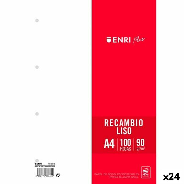 Ersättningsark ENRI Vit A4 100 Blad (24 antal)-Kontor och Kontorsmaterial, Skol- och utbildningsmaterial-ENRI-peaceofhome.se