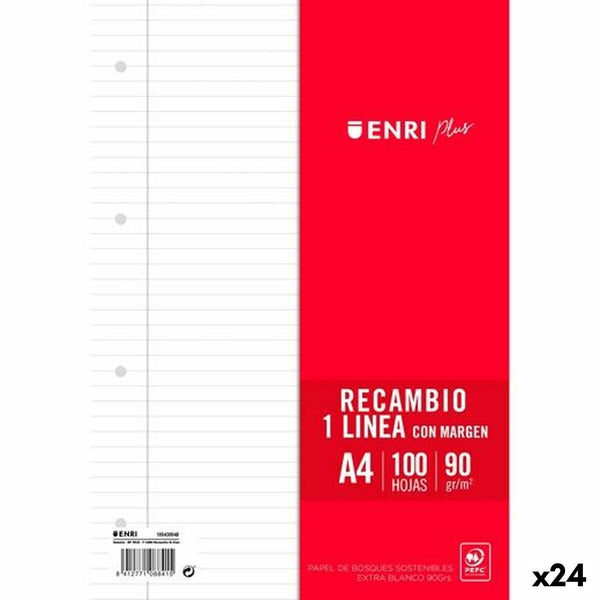 Ersättningsark ENRI Vit A4 100 Blad (24 antal)-Kontor och Kontorsmaterial, Skol- och utbildningsmaterial-ENRI-peaceofhome.se