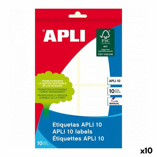 Etiketter Apli 10 120 Delar Vit 10 Blad 36 x 40 mm (10 antal)-Kontor och Kontorsmaterial, Kontorsmaterial-Apli-peaceofhome.se