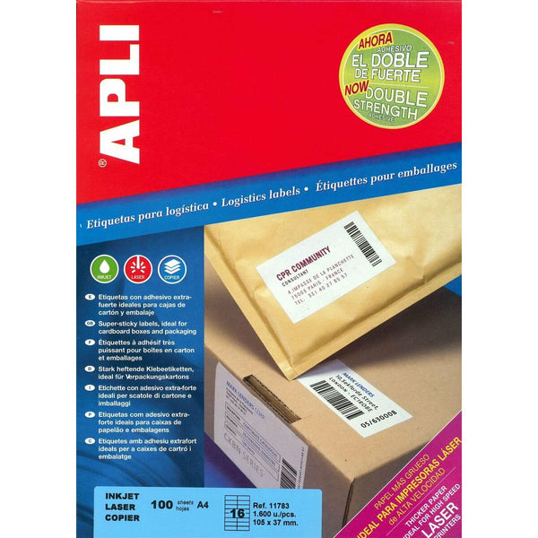 Etiketter Apli Vit Papper 100 Blad 105 x 37 mm-Kontor och Kontorsmaterial, Kontorsmaterial-Apli-peaceofhome.se