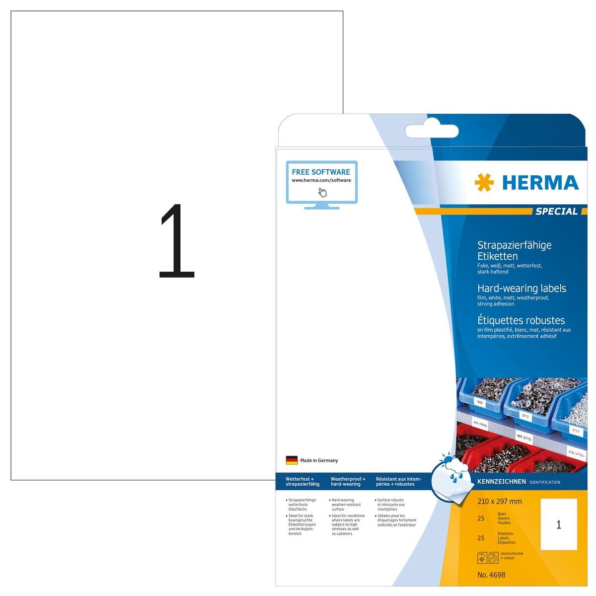 Etiketter Herma 25 antal Vit Polyester PVC Plast (Renoverade B)-Kontor och Kontorsmaterial, Kontorsmaterial-Herma-peaceofhome.se