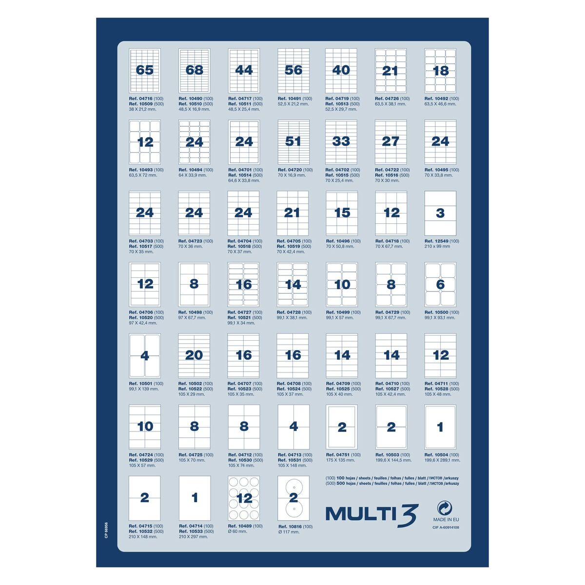Etiketter MULTI 3 Vit 100 Blad 105 x 42,4 mm-Kontor och Kontorsmaterial, Kontorsmaterial-MULTI 3-peaceofhome.se