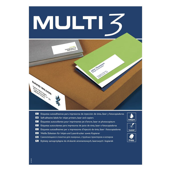 Etiketter MULTI 3 Vit 100 Blad 105 x 42,4 mm-Kontor och Kontorsmaterial, Kontorsmaterial-MULTI 3-peaceofhome.se