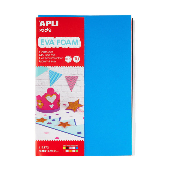 Eva-gummi Apli Kids A4 Vit Gul Multicolour Eva-gummi (10 antal)-Kontor och Kontorsmaterial, Pappersprodukter för kontoret-Apli-peaceofhome.se